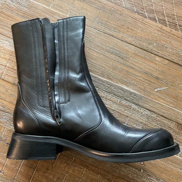 Cole Haan ankle boots size 10.5 black leather combat boot - Picture 6 of 12